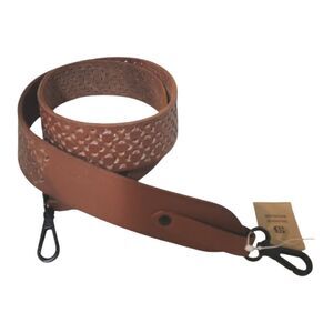 NWT Salvador bachiller Perforated Wide Leather Crossbody Bag Strap Brown